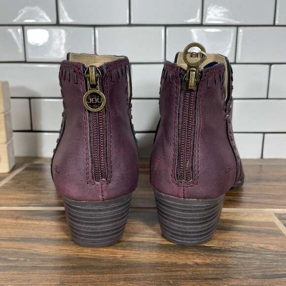 JBU By Jambu Harper Womens Size 8 Shoes Wine Whipstitched Peep Toe Ankle Boots - Picture 4 of 14